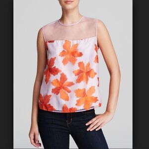 🧡 EUC Rebecca Taylor Floral Organza Illusion Top
